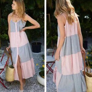 Emerson Fry Button Tier Dress Patchwork Gingham Size S